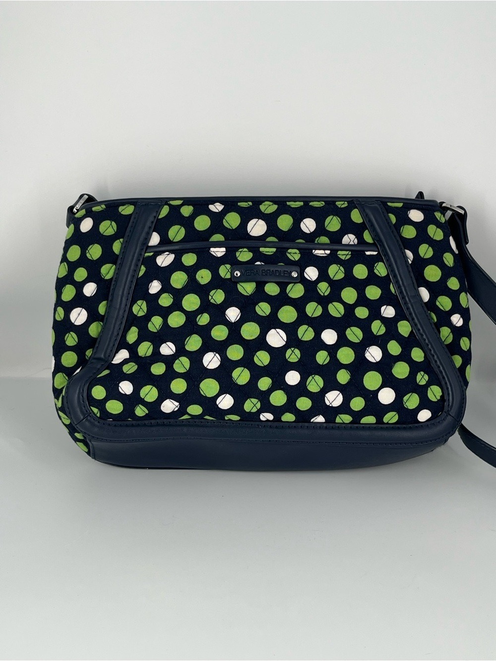 Vera Bradley Lucky Dots Navy Green White Polka Dot Crossbody Bag